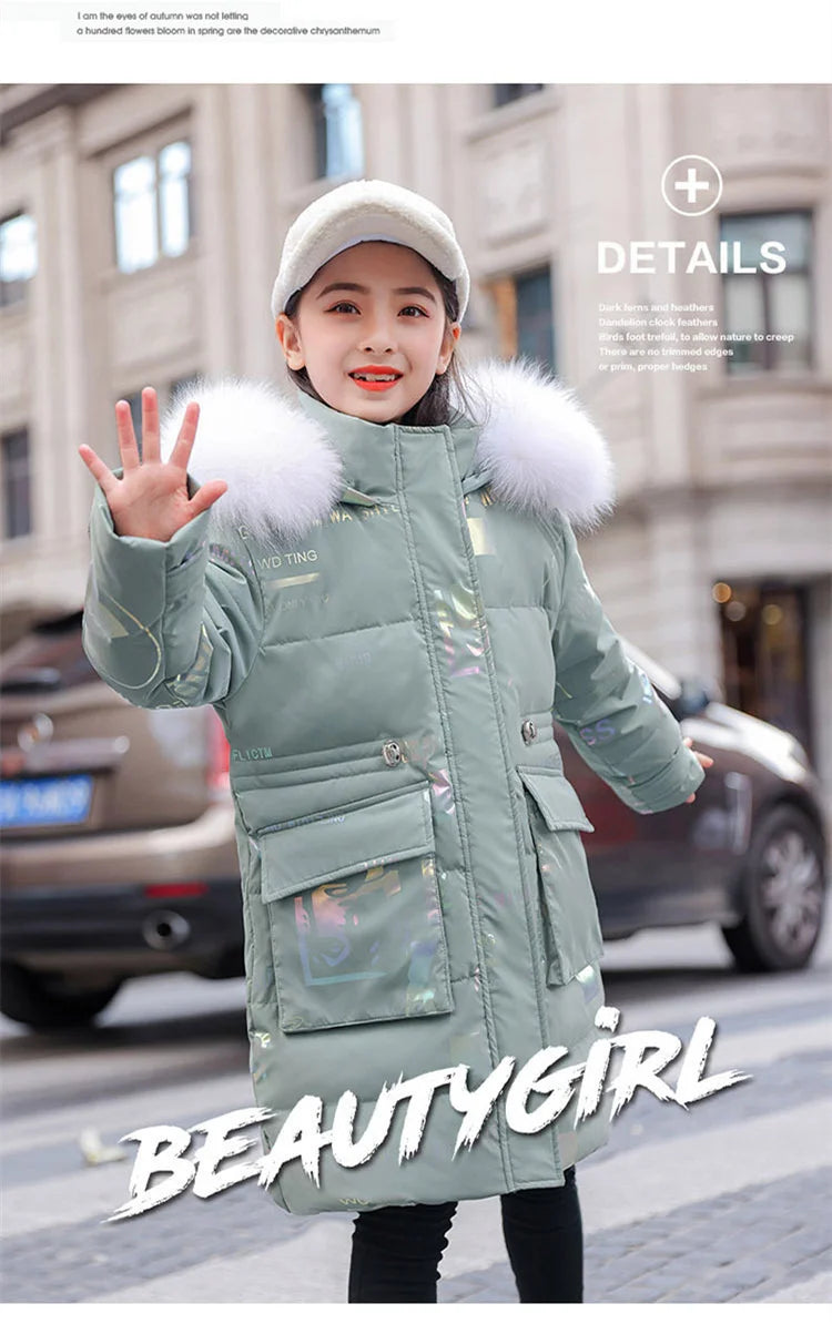 New Winter Down cotton Jacket Girls Waterproof Hooded Coat Children Outerwear Clothing Teenage 5-16Y clothes Kids Parka Snowsuit