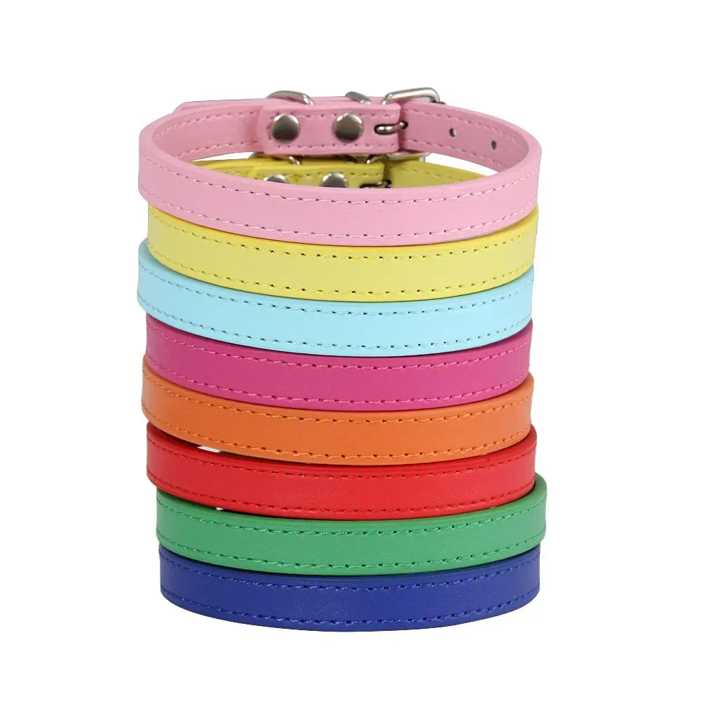 Colorful Leather Puppy Cat Collar Cute Kitten Necklace Name Personalized Collar for Cats Dogs Pet Supplies Accessories Harness