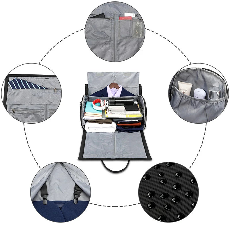 Men Travel Bag Male Garment Storage Bags with Shoe Pocket Business Trip Handbag Waterproof Luggage Storage Bags Foldable Duffel