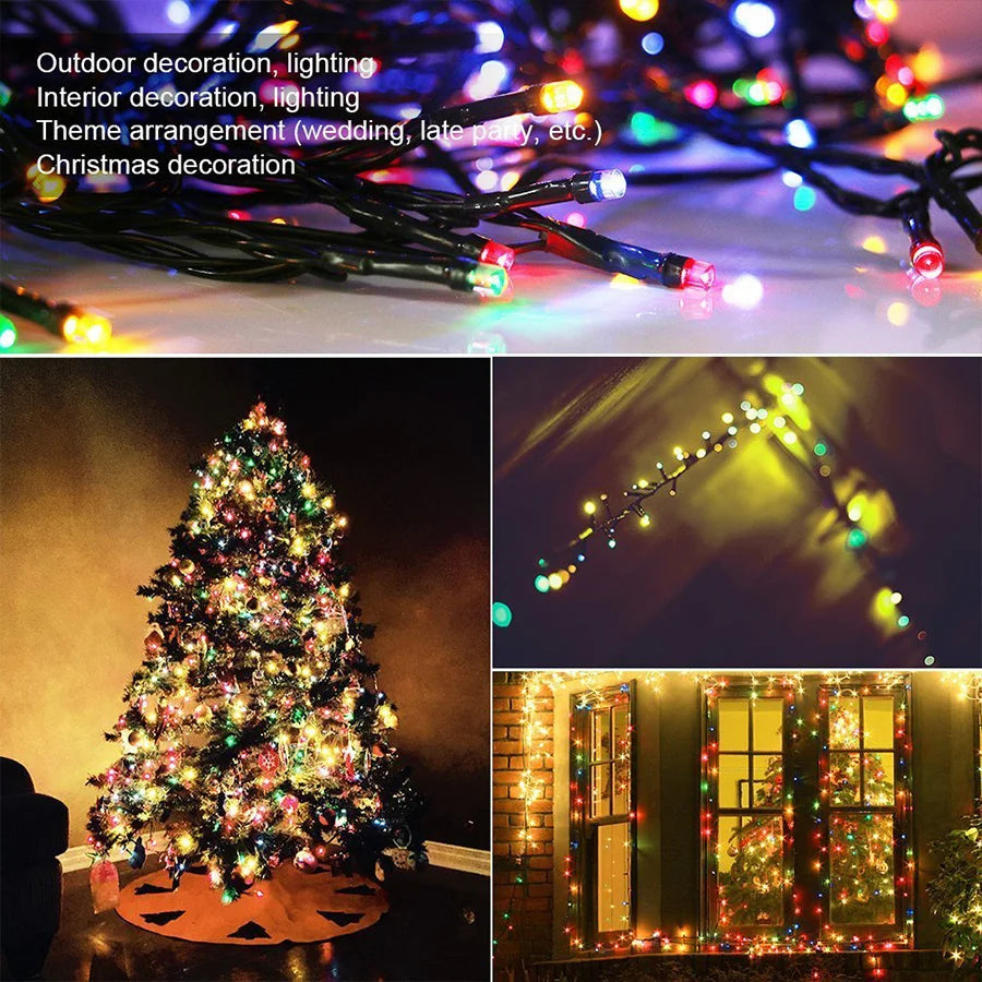 Outdoor 8 Modes 50M 500 LED Christmas Fairy String Lights for Party Wedding Garland Xmas Tree Garden Decoration Holiday Lighting