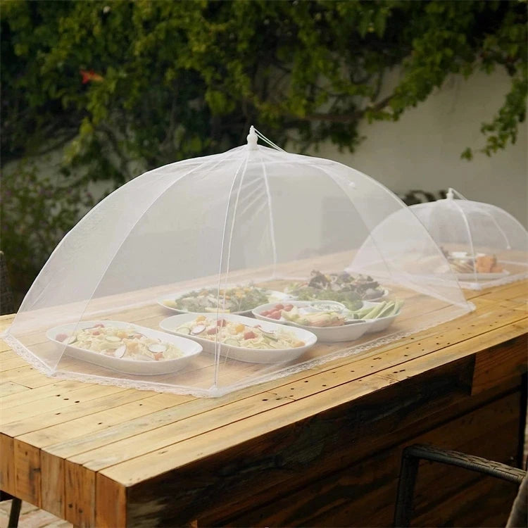 Kitchen Foldable Food Mesh Cover Anti-fly Umbrella Tent Cover Vegetable Fruit Breathable Insect-Proof Lid Food Protection Gadget