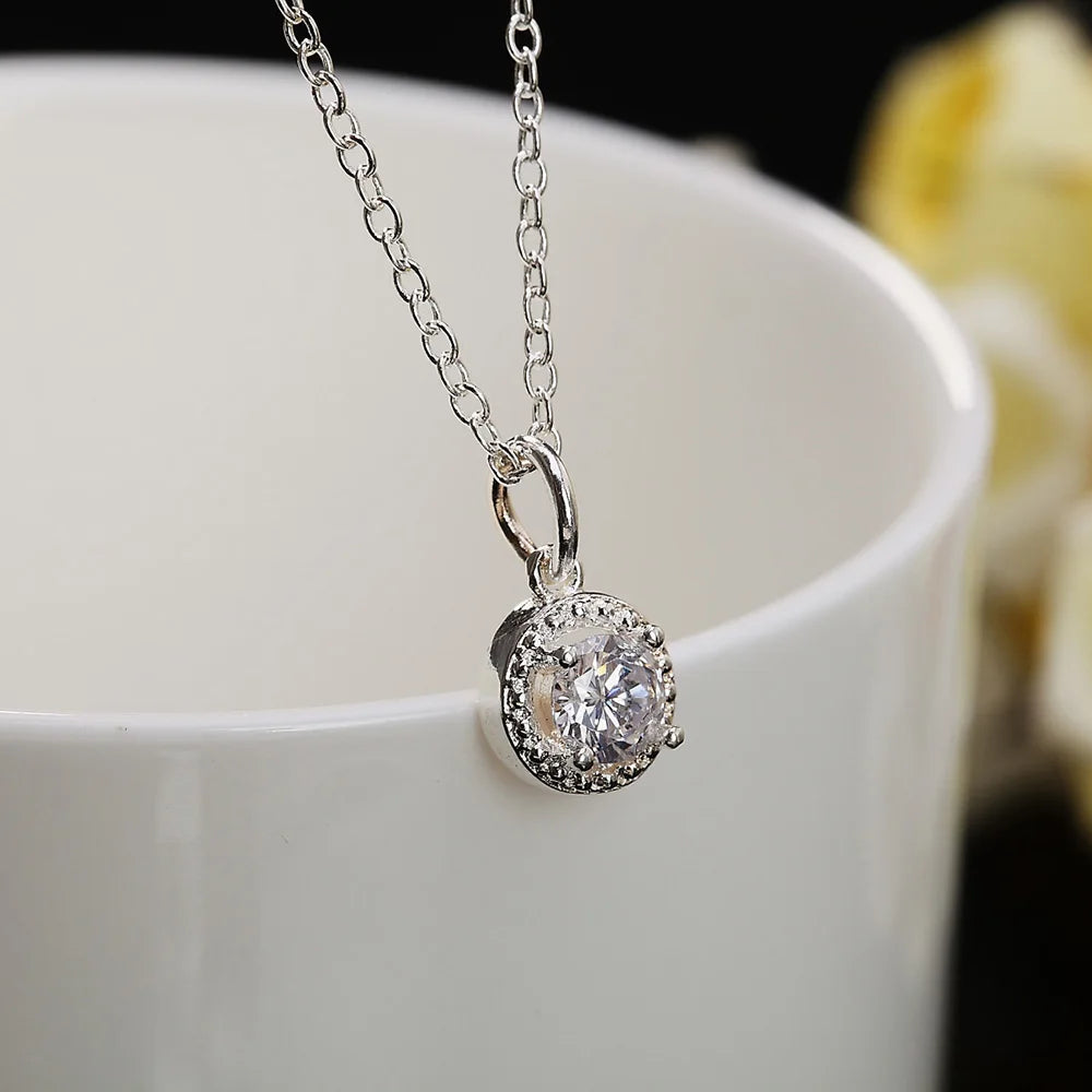 Hot trend 925 sterling Silver crystal pendant necklace earring ring for women Fashion Party wedding accessories Gift Jewelry set