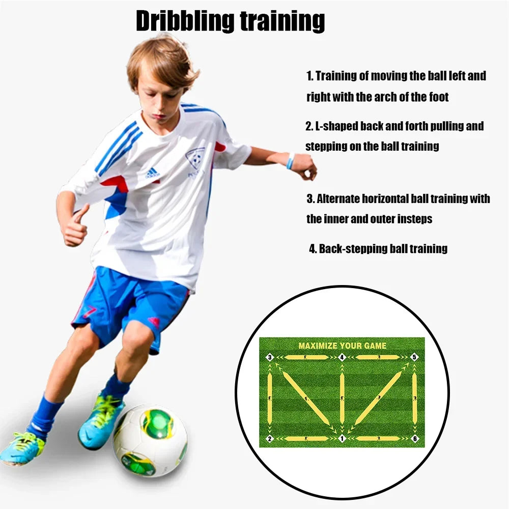 Football Training Mat Soccer Training Equipment Non Slip Foldable Kids Adults Dribble Mat Training Indoor Ourdoor Equipment