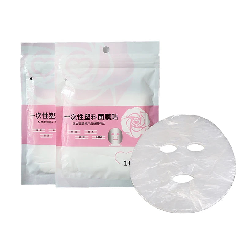 100Pcs Natural Disposable Plastic Film Skin Care Full Face Cleaner Mask Paper Disposable Paper Masks Beauty Healthy Tool