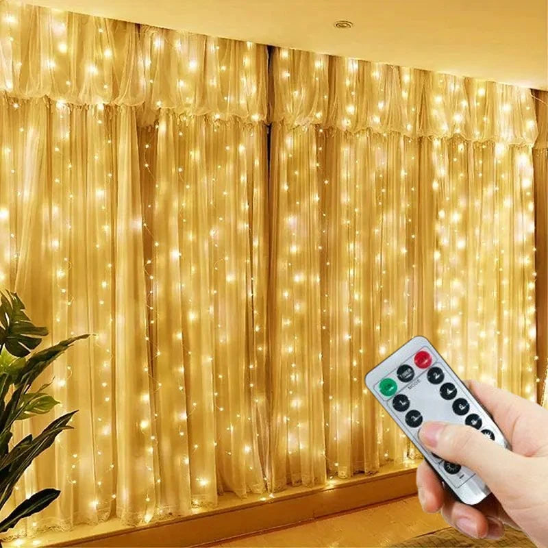 LED Curtain Lights 6m/3m USB Warm Fairy String Lights Festival Lighting Window Lamp Home Bedroom Wedding Christmas Decoration