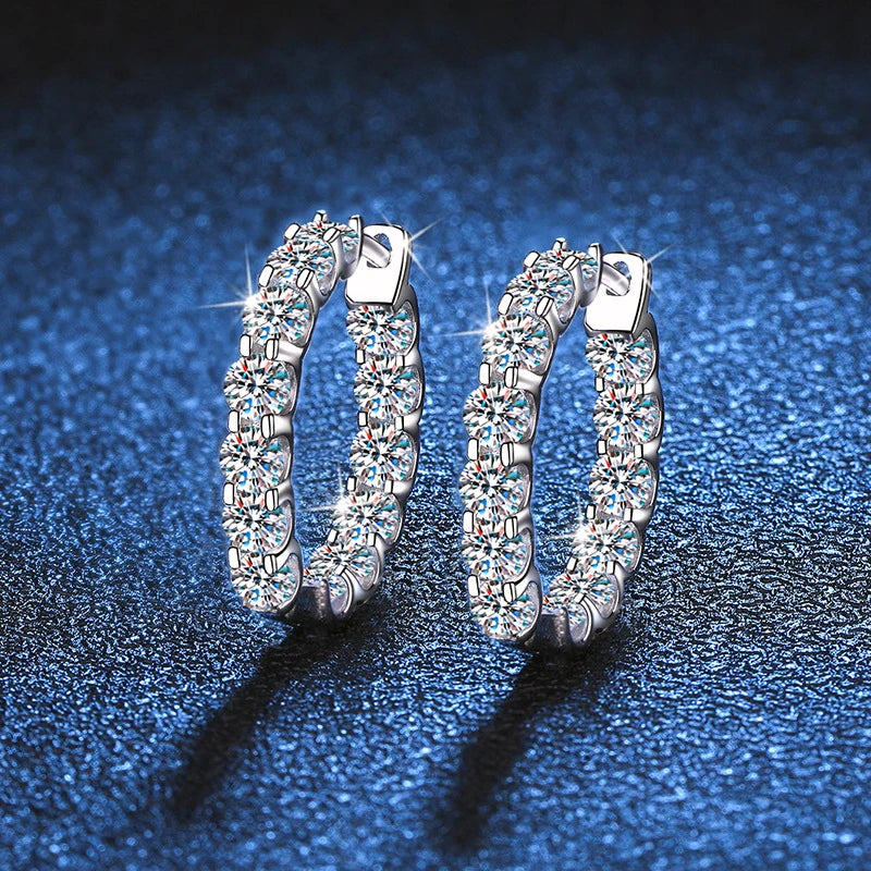 ALIZERO 2.6 Carat D Color Moissanite Earring 100% 925 Sterling Sliver Hoop Earrings for Women Wedding Party Top Quality Jewelry