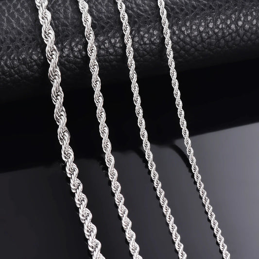 Bulbusbow 925 Sterling Silver Rope Chain Necklace in 3mm Width