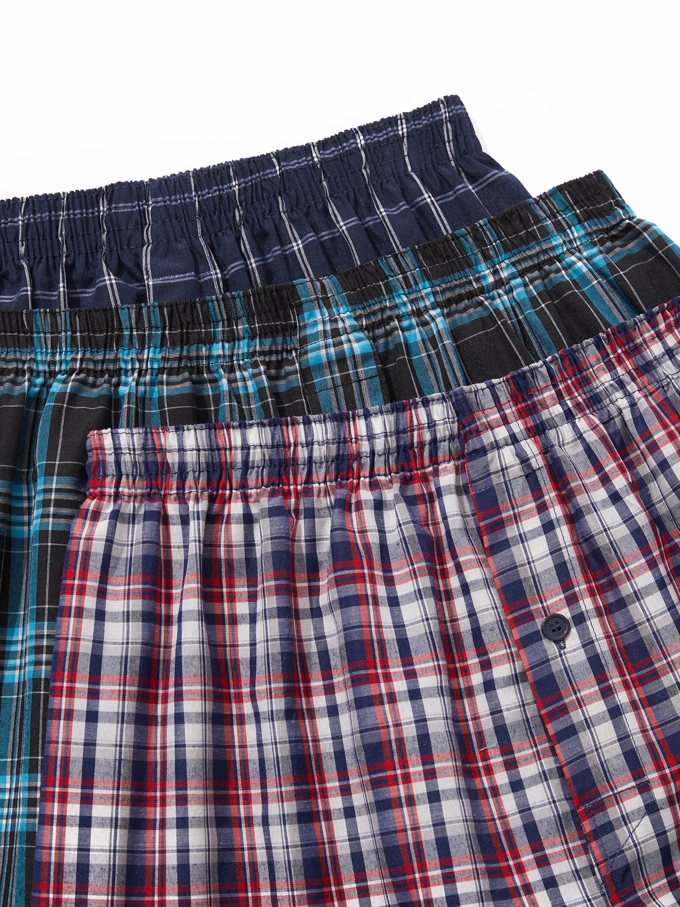 JupiterSecret 6 Pcs Boxer Shorts Casual Plaid Elastic Waistband Button Mens Boxer Underwear Woven Shorts For Home Random Color