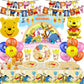 Disney Winnie the Pooh Birthday Party Decoration Balloon Winnie the Pooh Balloon Set Background Banner Baby Shower Party Supplie