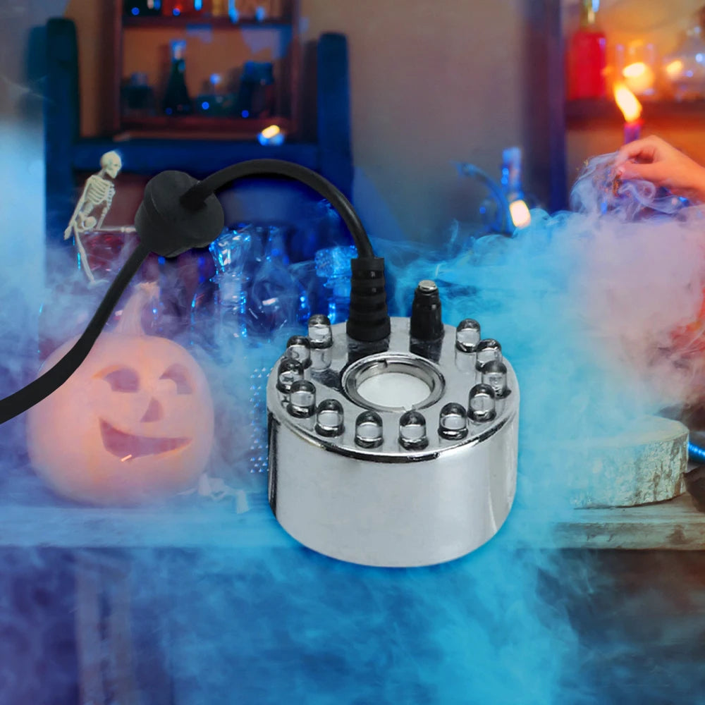 Halloween Mist Maker LED Pumpkin Light Mist Fountain Pond Fogger Machine Atomizer  Smart Control Mister with 12 colorful lights