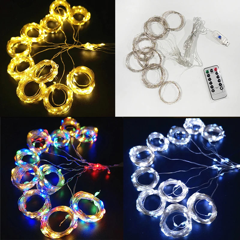 LED Curtain Lights 6m/3m USB Warm Fairy String Lights Festival Lighting Window Lamp Home Bedroom Wedding Christmas Decoration