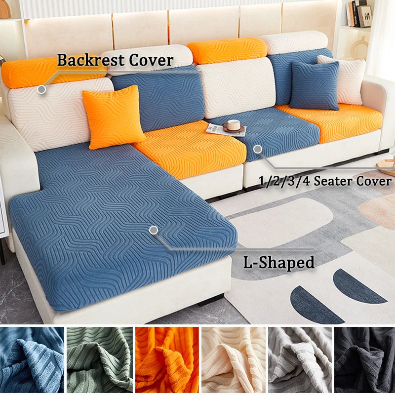 Jacquard Cushion Cover for Living Room Wave Pattern Sofa Cover Velvet Couch Cover Sofa Protector Seat Cover