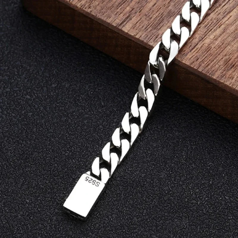 Factory Price 100% S925 Sterling Silver Bracelet 8MM Punk S925 Silver Jewelry Never Fade Men Jewelry Gifts