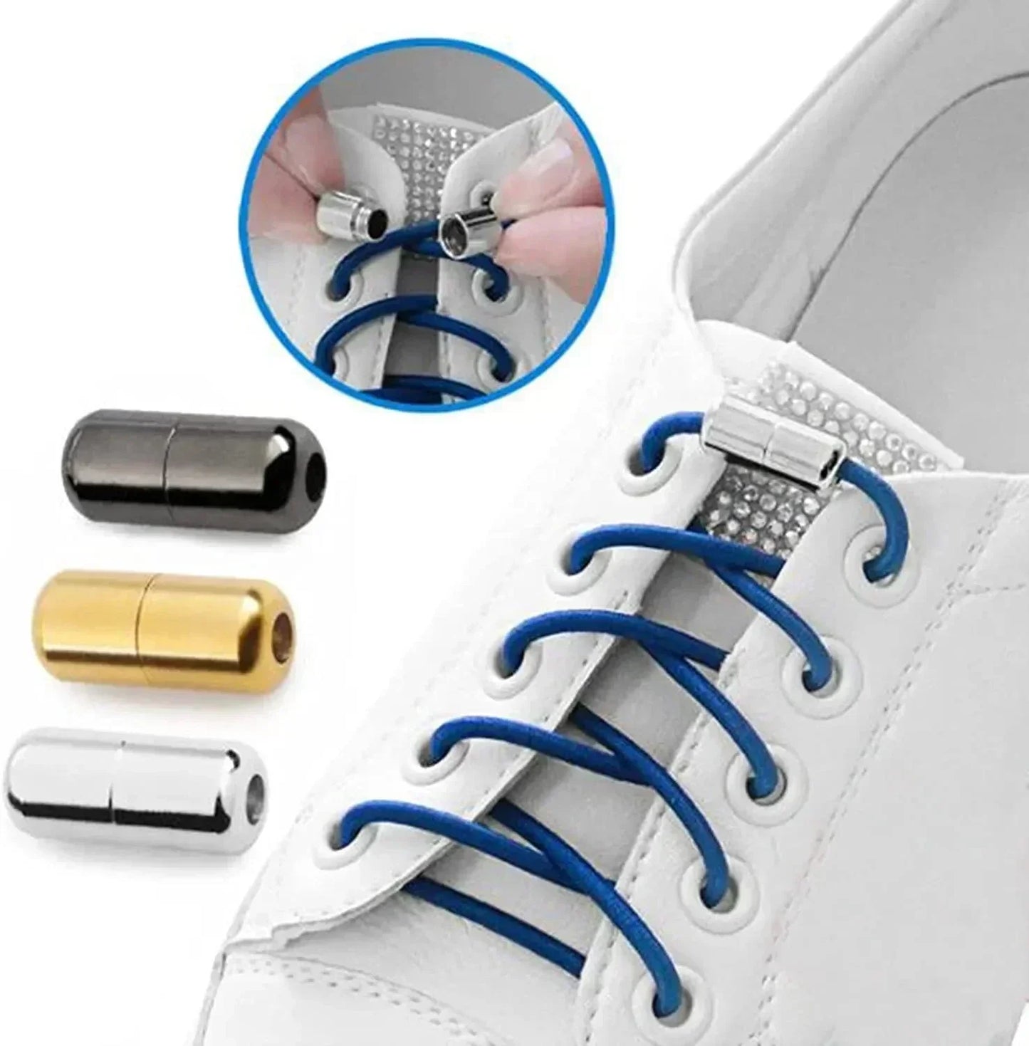 Elastic No Tie Shoelaces Semicircle Shoe Laces For Kids and Adult Sneakers Shoelace Quick Lazy Metal Lock Strings Rope Capsule