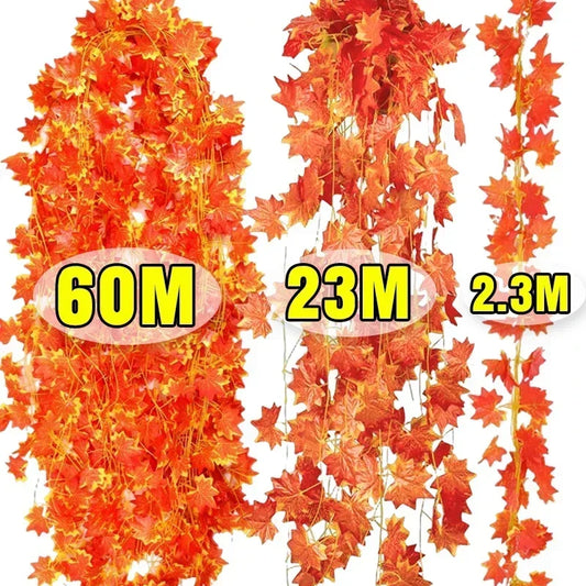 30-1PC Artificial Maple Leaves String Maple Leaf Garland Plants Christmas Garden Indoor For Wedding Party Home Autumn Decoration