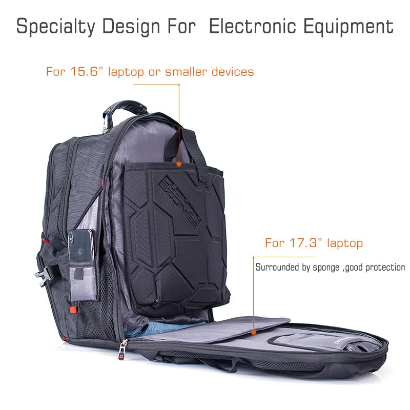 Swiss-Multifunctional bags Durable 17 Inch Laptop Backpack, Travel Bag,College Bookbag,USB Charging Port,Water Resistant