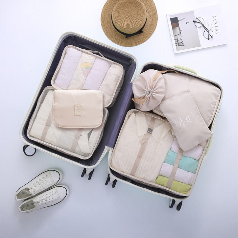 7Pcs Folding Travel Organizer Storage Bags Wardrobe Cube Suitcase Packing Set Storages Luggage Clothes Shoe Box