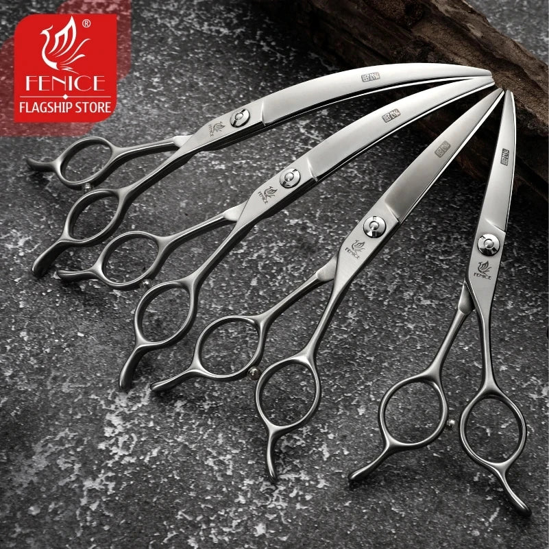 Fenice Big Super Curved Scissors 45° 6/6.5/7/7.5inch Pet Dog Grooming Scissors Pets Hair Curved Shears ножницы tijeras tesoura