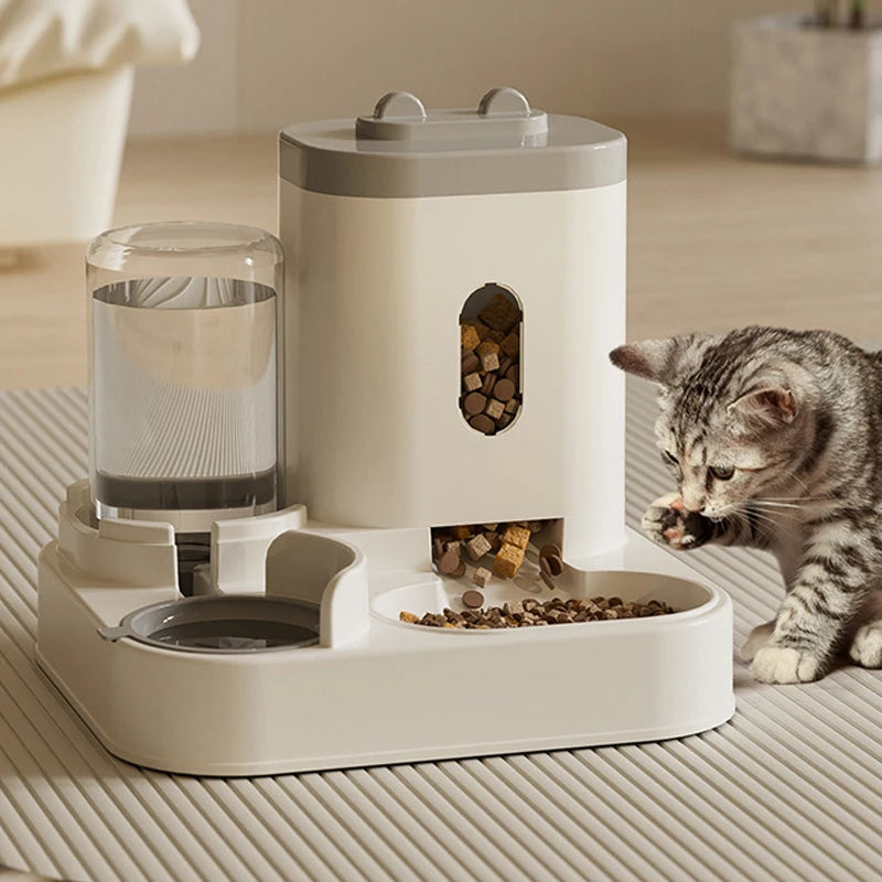 Automatic Cat Feeder Water Dispenser Set 2 In 1 Large Capacity Cat Dog Food Feeding Bowl Pet Water Fountain Cat Accessories