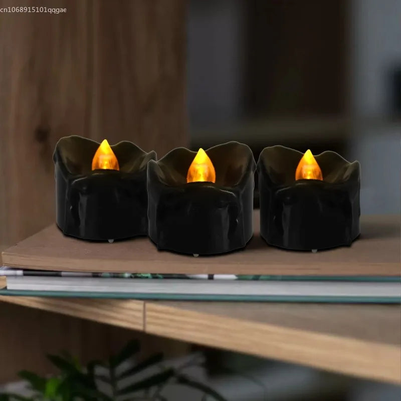 Led Electronic Black Candle Light Household Smokeless Lighting Home Decoration Accessories for Halloween Party Candle Props