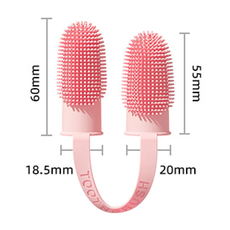 Pet Double Finger Toothbrush Super Soft TPR Pet Teeth Cleaning Tooth Brush Bad Breath Care Nontoxic Dog Cat Cleaning Supplies