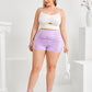 Plus Size Elastic Waist Sexy Summer Casual Ruched Shorts Women Solid Purple High Waist Skinny Biker Shorts Female Large Size 6XL