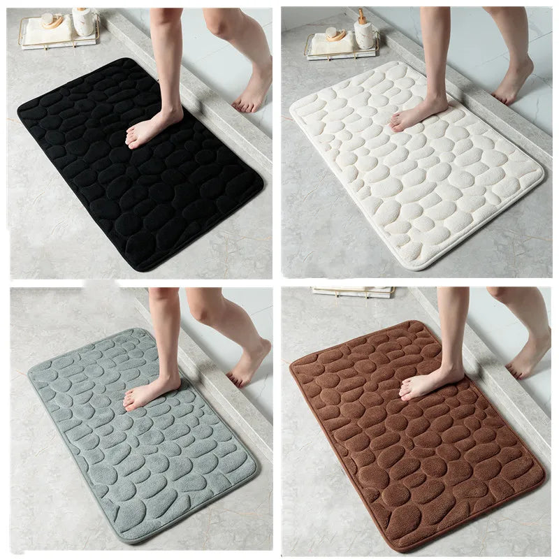 Cobblestone Embossed Bathroom Bath Mat Non-slip Carpets In Wash Basin Bathtub Side Shower Room Floor Rug Doormat Memory Foam Pad