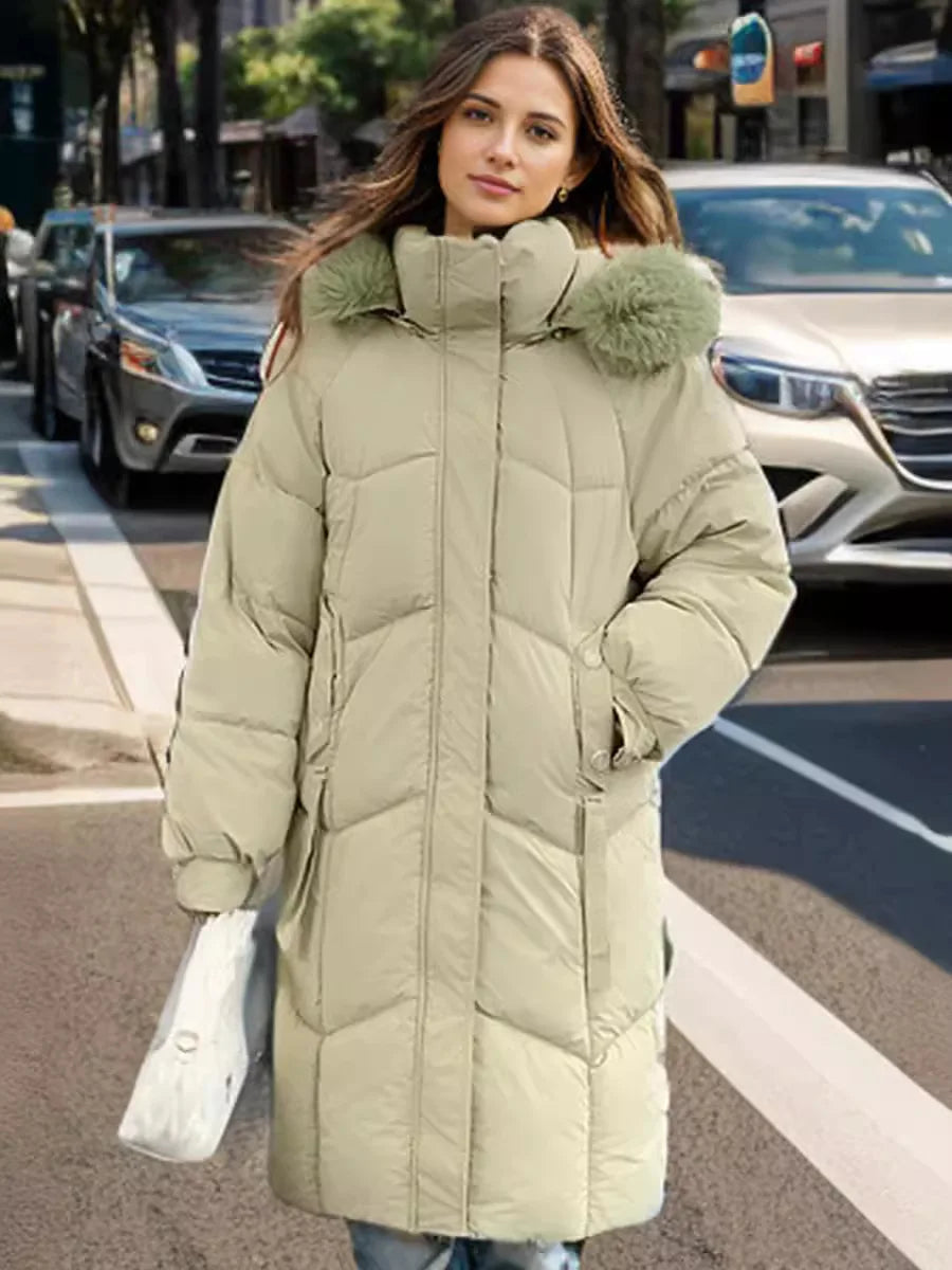 YJKDYK 2024 Winter Women's Jacket Female Fur Collar Warm Long Parkas Coats Women's High Collar Thicken Warm Cotton Jacket