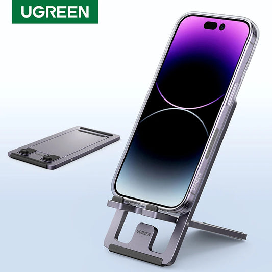 【جديد للبيع】حامل هاتف UGREEN من الألومنيوم للمكتب لهاتف iPhone 16 15 14 Pro وXiaomi وSamsung وحامل الهاتف المحمول والكمبيوتر اللوحي