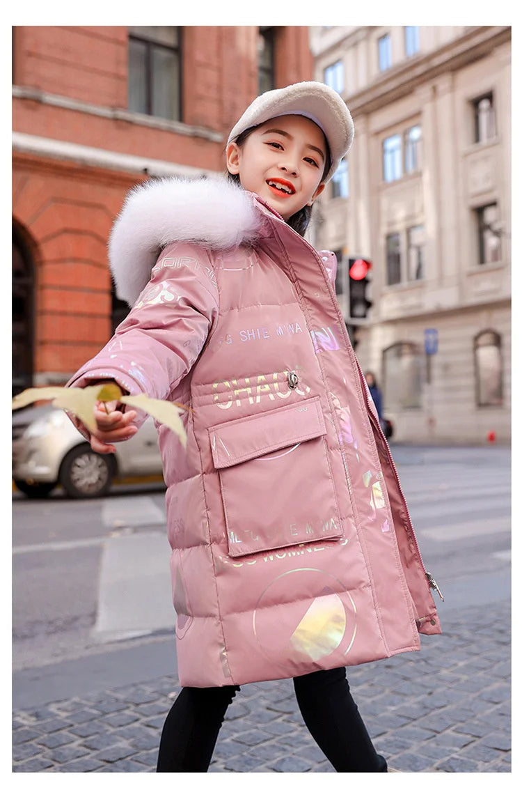 New Winter Down cotton Jacket Girls Waterproof Hooded Coat Children Outerwear Clothing Teenage 5-16Y clothes Kids Parka Snowsuit