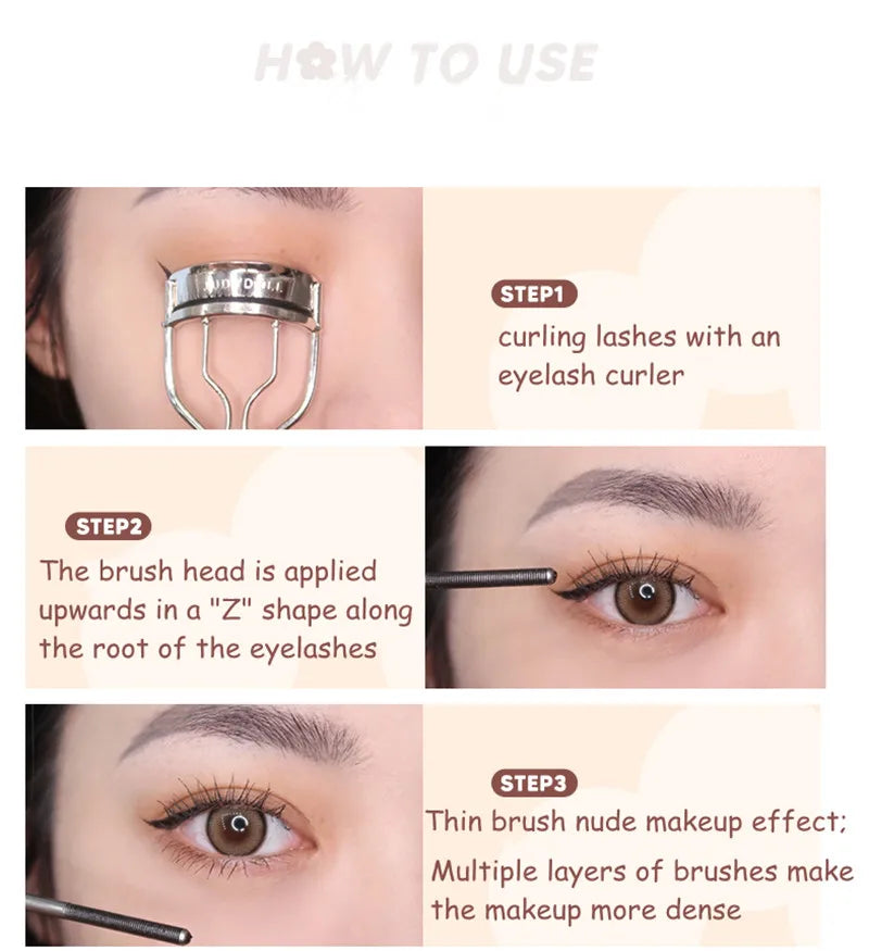 Judydoll Steel Tube Mascara Eyelash Primer Non-Smudge Waterproof Dense Curl Manga Eyes Lash Extension Enlarge Eyes Applicator