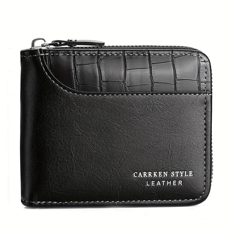 Leather Men’s Wallet Luxury Mens Purse Male Zipper Card Holders with Coin Pocket Rfid Wallets Gifts for Men Money Bag