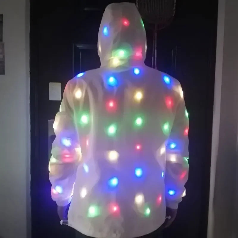 Dancing Costume LED Jacket Luminous Led Cosplay Clothes Halloween Costume Party Clothes Pocket with Zipper