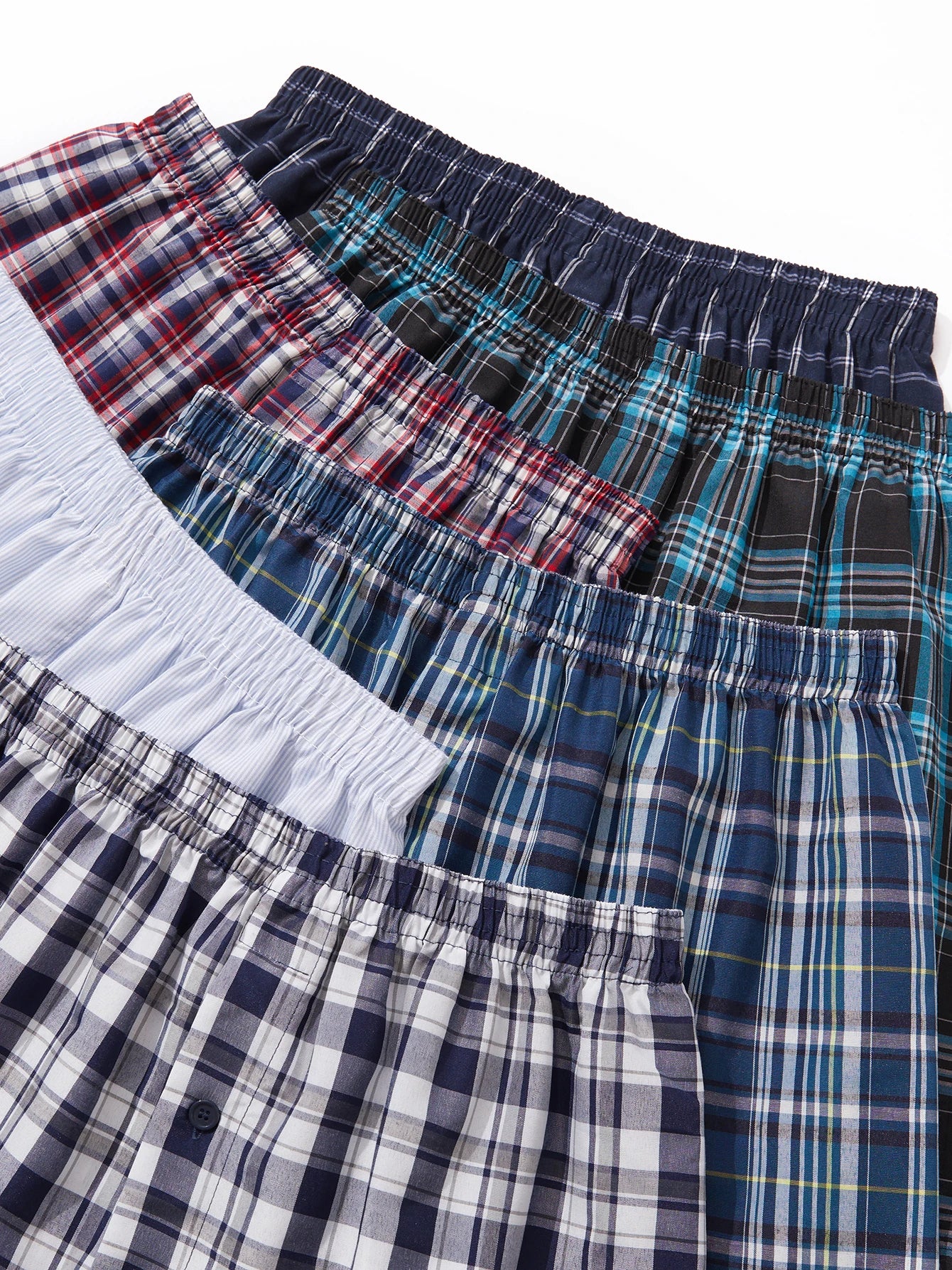 JupiterSecret 6 Pcs Boxer Shorts Casual Plaid Elastic Waistband Button Mens Boxer Underwear Woven Shorts For Home Random Color