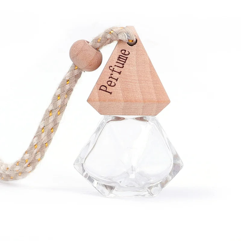 Auto Aromatherapy Fragrance Pendent Bottle Perfume Diffuser Automotive Decoration Car Hanging Glass Bottle Empty Perfume