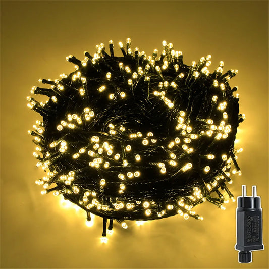 20M 30M 50M Waterproof LED String Lights Outdoor 8 Modes Christmas Garland Fairy Lights for Garden Party Wedding Xmas Tree Decor