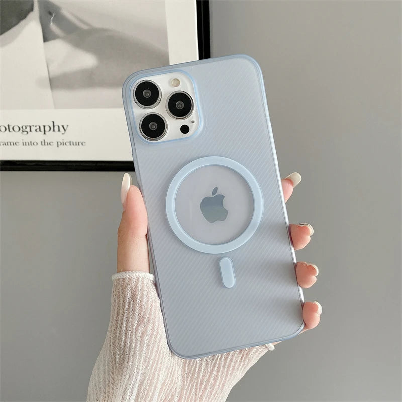 Ultra Thin Matte Clear Magsafe Magnetic Stria PP Case for iPhone 16 15 14 Plus 13 Pro Max Camera Protected Slim Anti-drop Cover