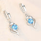 Bulbusbow 925 Sterling Silver Heart Drop Earrings with Blue, Pink, White & Purple Crystal Zircon and Sapphire