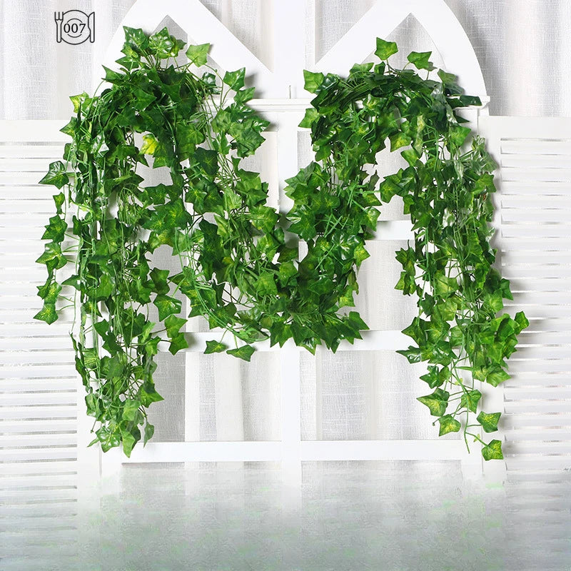 2.2M Green Lvy LeafArtificial Plant Garland SilkWall Hanging VineWedding Party DlY FakeWreath Leaves HomeGarden Decoration