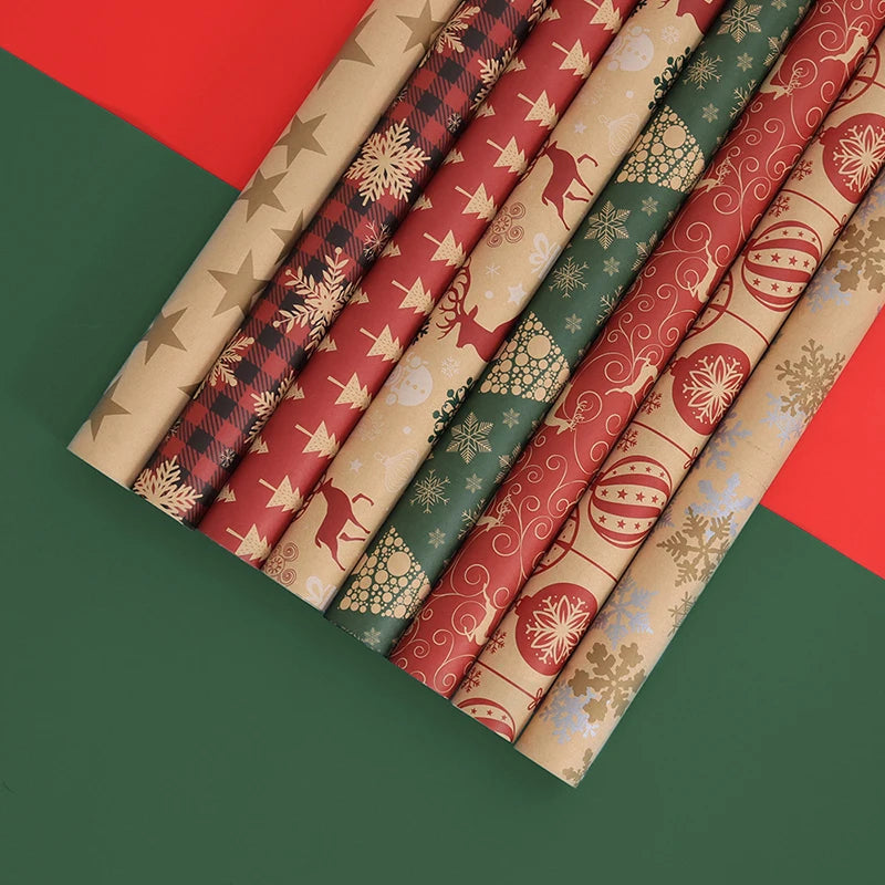 76x50cm Christmas Gift Wrapping Paper DIY Packing Paper New Year Party Present Decoration Vintage Package Wrap Paper Supplies