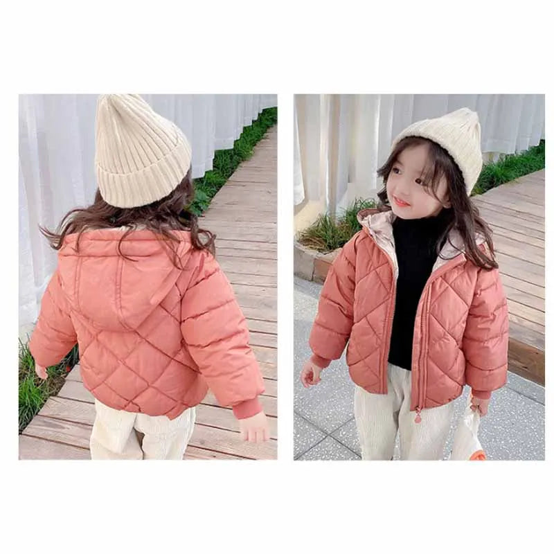 New Kids Padded Coat Boys Hooded Outerwear Girls Warm Jacket Autumn Winter Children Clothing Baby Fashion Zipper Clothing 3-8Y