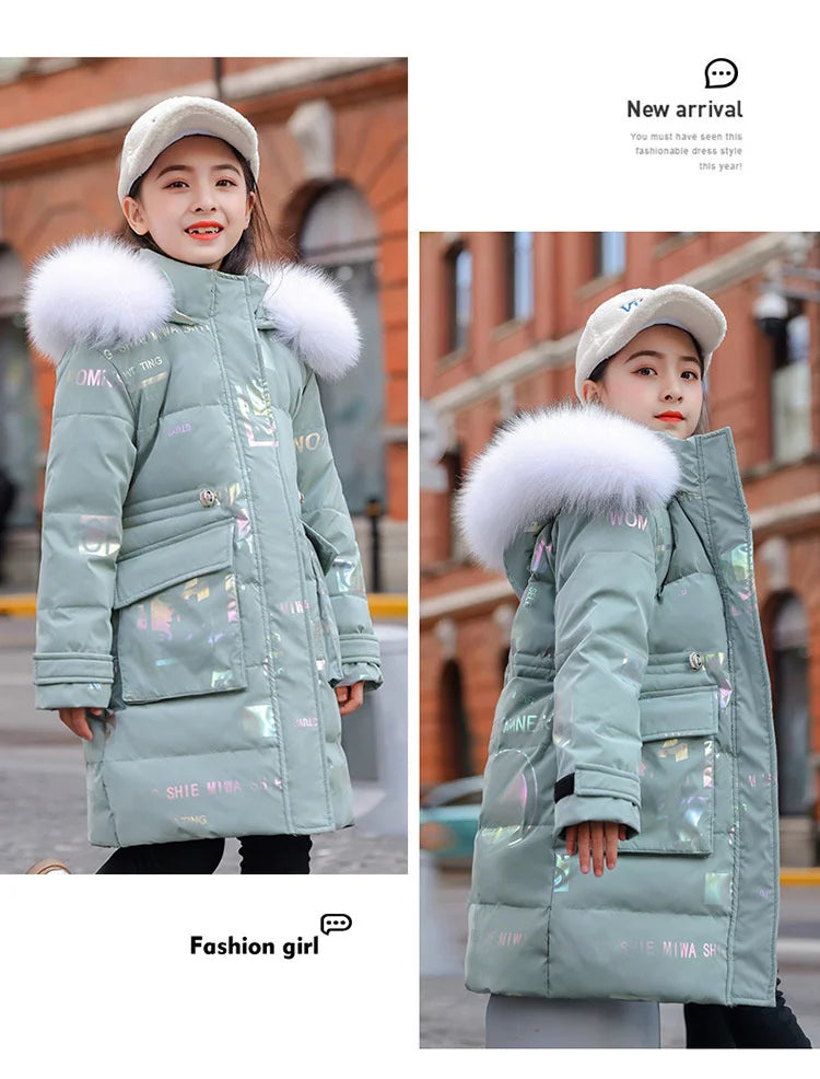 New Winter Down cotton Jacket Girls Waterproof Hooded Coat Children Outerwear Clothing Teenage 5-16Y clothes Kids Parka Snowsuit