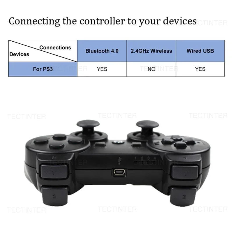 无线游戏手柄适用于 PS3 控制器操纵杆控制台控制器适用于 Playstation 3 游戏手柄配件支持蓝牙