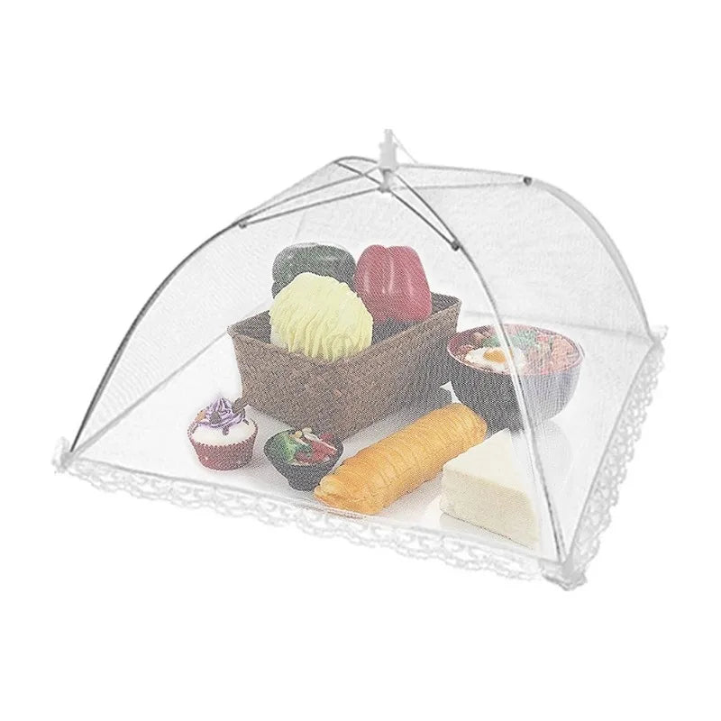 Kitchen Foldable Food Mesh Cover Anti-fly Umbrella Tent Cover Vegetable Fruit Breathable Insect-Proof Lid Food Protection Gadget