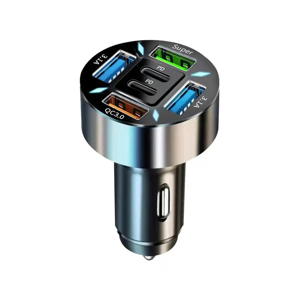 New Digital Display Car With 4usb Car Charger 66w Fast Phone Head Mobile Charging PD Phone Adapter Car Mobile Charging