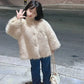 Coats 2023 Wintre New Girls Plush Thickening Children Clothing Versatile Furs Cotton Fashion Outerwear Simple Warm