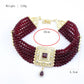 Sunspicems Moroccan Jewelry Women Beads Choker Necklace Algeria Bride Wedding Jewelry Arabic Square Pendant Hand Beaded Chain