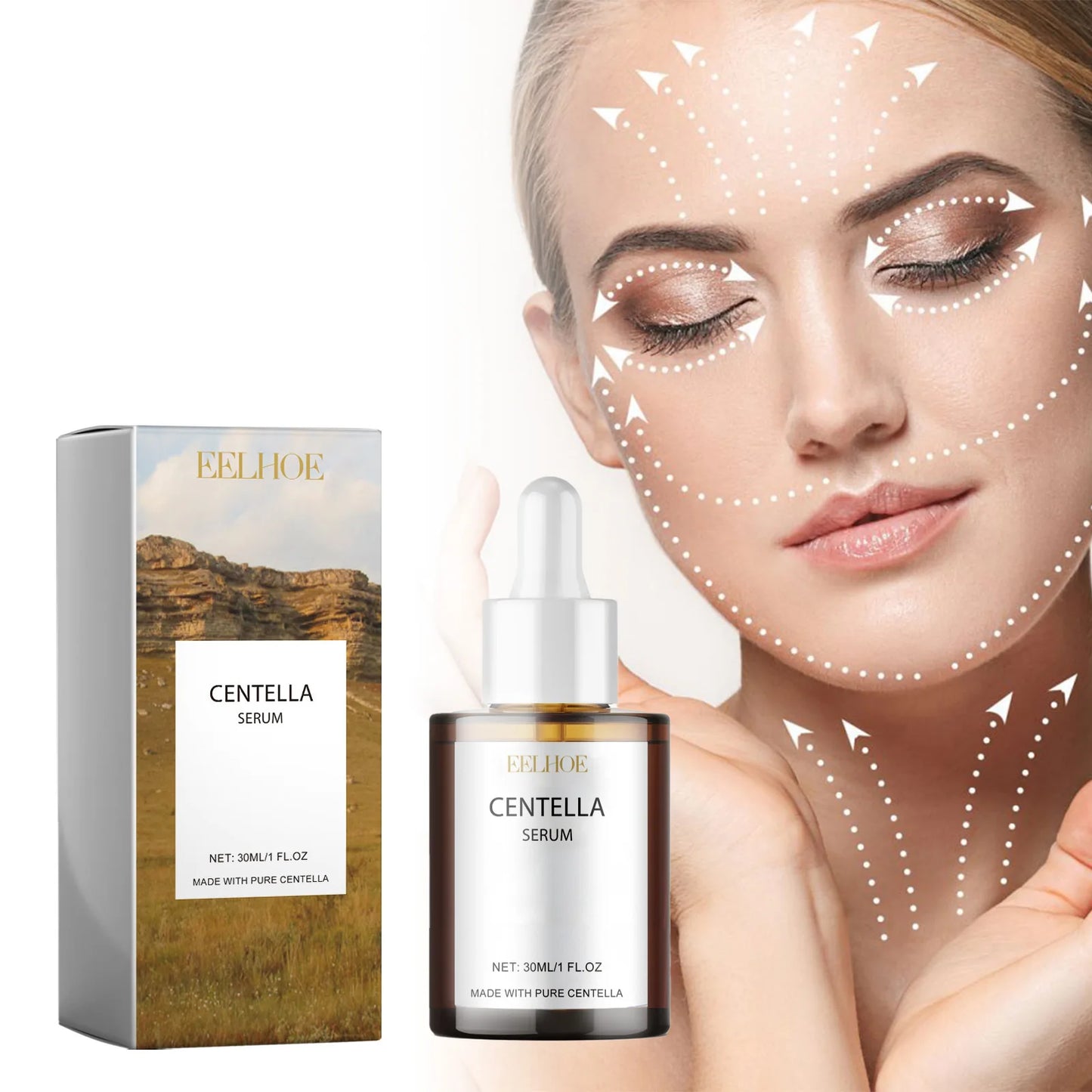 EELHOE Centella Moisturizing Facial Serum Vitamin E for Skin Firming Rejuvenation Face Lift Nourish Hyaluronic Acid Face Serum