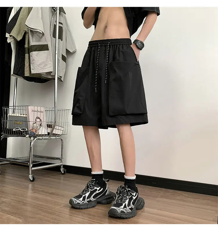 Fashion Men Cargo Short Pants Big Pocket Hip Hop Shorts Male Summer Casual Jogger Bermuda Shorts Men Woman New Streetwear