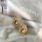 Bulbusbow Fashion CZ Zircon Round Huggie Hoop Earrings for Women in Geometric U Shape, Gold Plated Stainless Steel